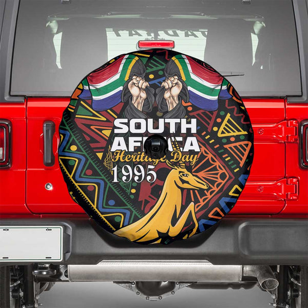South Africa Rugby Spare Tire Cover - Springbok Mascot, Players Fighting for Victory LT03 main image 1
