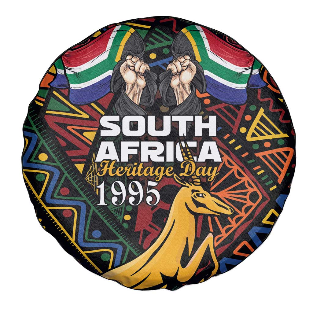 South African Heritage Day Spare Tire Cover Springbok African Pattern - Wonder Print Shop