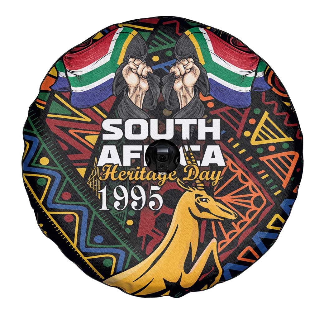 South African Heritage Day Spare Tire Cover Springbok African Pattern - Wonder Print Shop