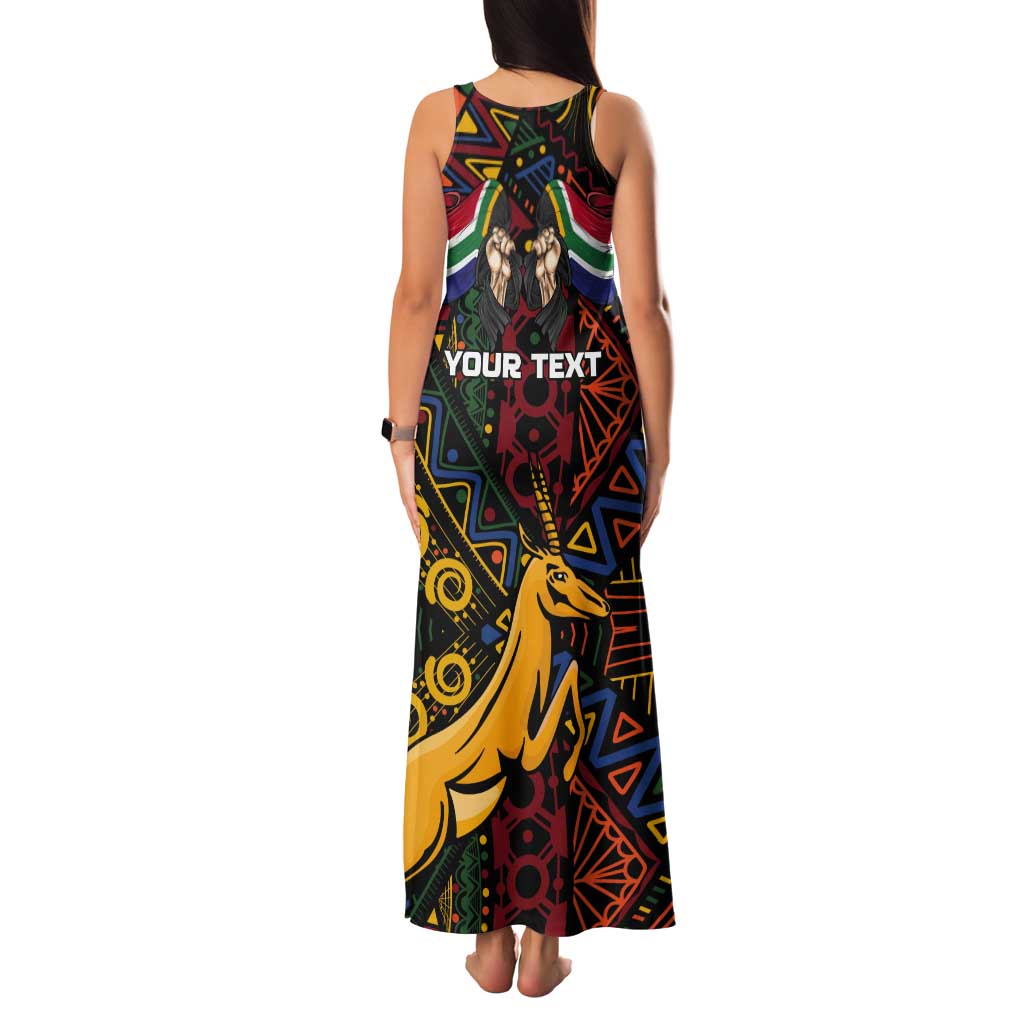 South African Heritage Day Tank Maxi Dress Springbok African Pattern - Wonder Print Shop
