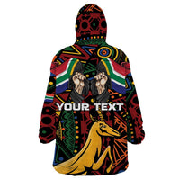 South African Heritage Day Wearable Blanket Hoodie Springbok African Pattern - Wonder Print Shop
