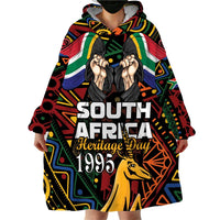 South African Heritage Day Wearable Blanket Hoodie Springbok African Pattern - Wonder Print Shop