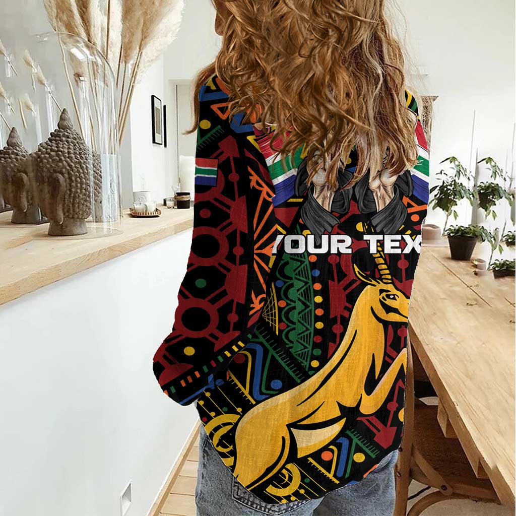 South African Heritage Day Women Casual Shirt Springbok African Pattern - Wonder Print Shop