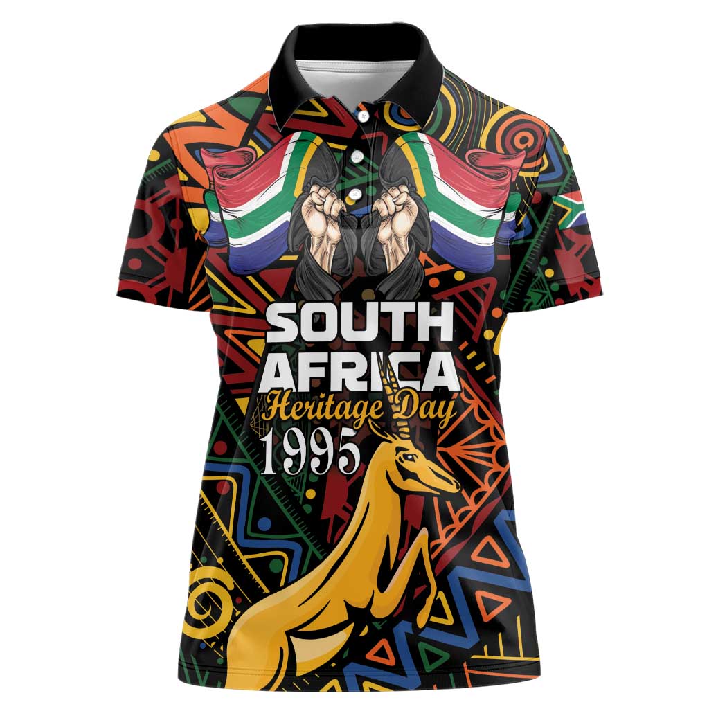 South African Heritage Day Women Polo Shirt Springbok African Pattern - Wonder Print Shop
