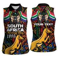 South African Heritage Day Women Sleeveless Polo Shirt Springbok African Pattern - Wonder Print Shop