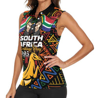 South African Heritage Day Women Sleeveless Polo Shirt Springbok African Pattern - Wonder Print Shop