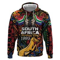 South African Heritage Day Zip Hoodie Springbok African Pattern - Wonder Print Shop