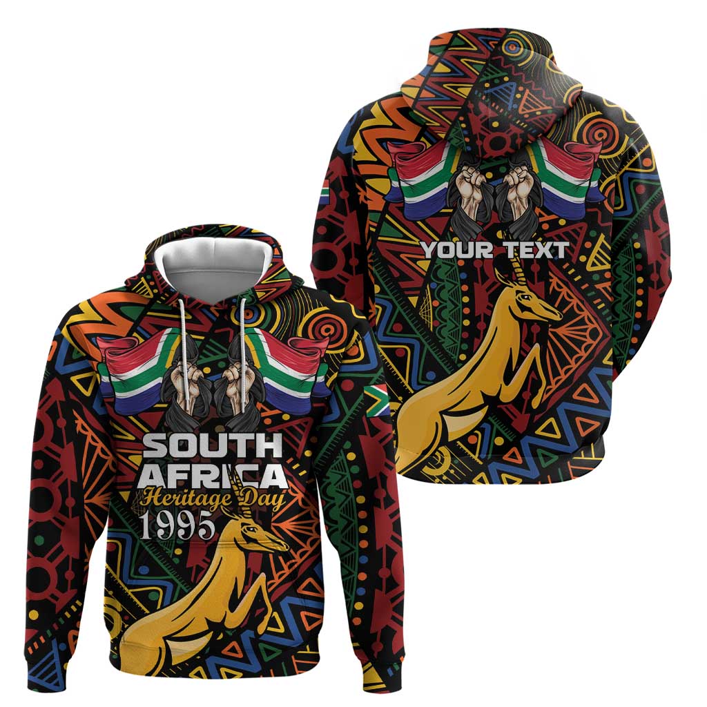 South African Heritage Day Zip Hoodie Springbok African Pattern - Wonder Print Shop