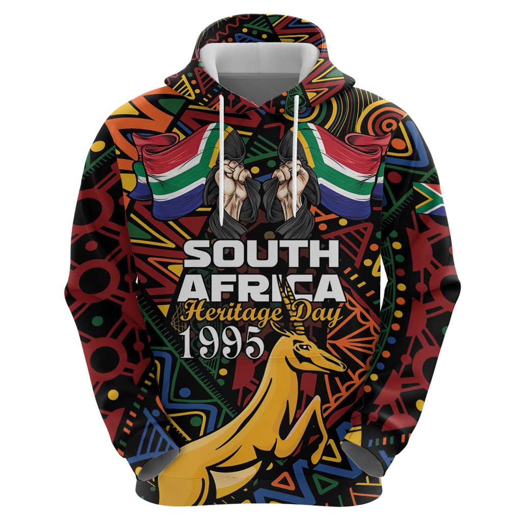 South African Heritage Day Zip Hoodie Springbok African Pattern - Wonder Print Shop