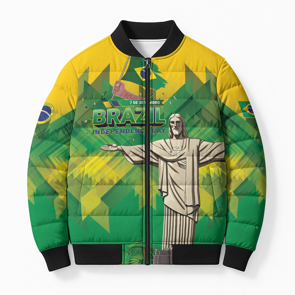 Personalized Brazil Christ The Redeemer Bomber Puffer Jacket Sete de Setembro