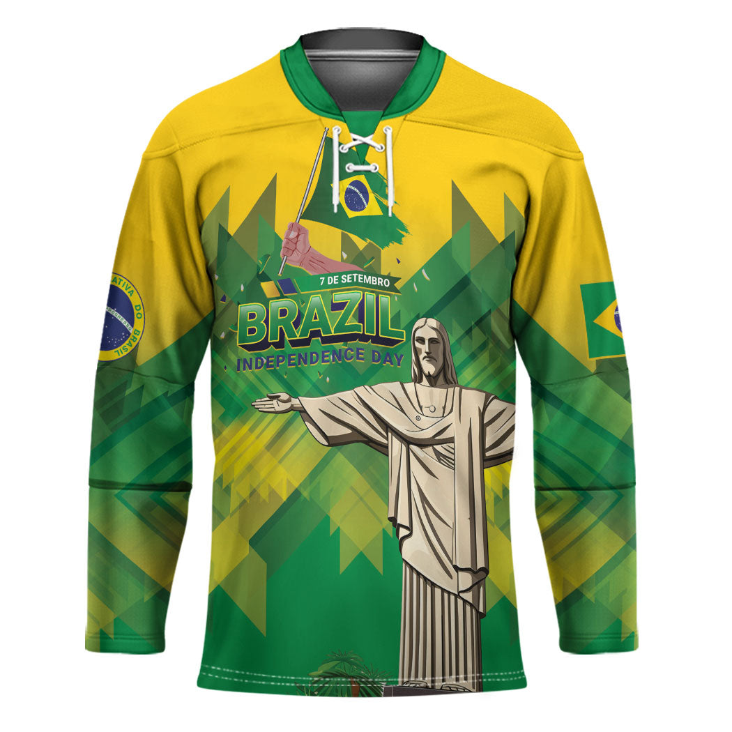 Personalized Brazil Christ The Redeemer Hockey Jersey Sete de Setembro