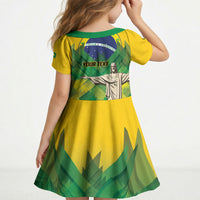 Personalized Brazil Christ The Redeemer Kid Short Sleeve Dress Sete de Setembro