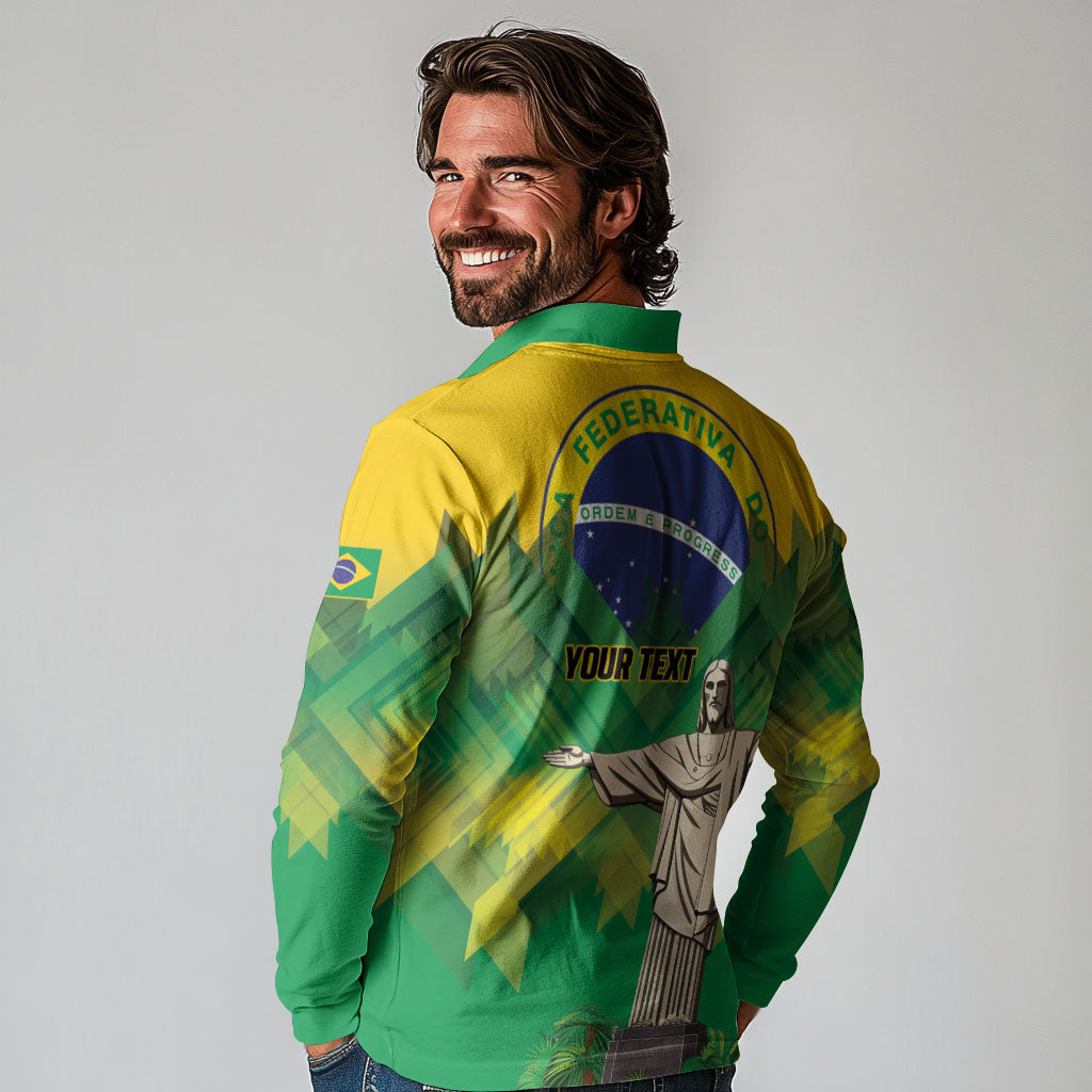 Personalized Brazil Christ The Redeemer Long Sleeve Polo Shirt Sete de Setembro