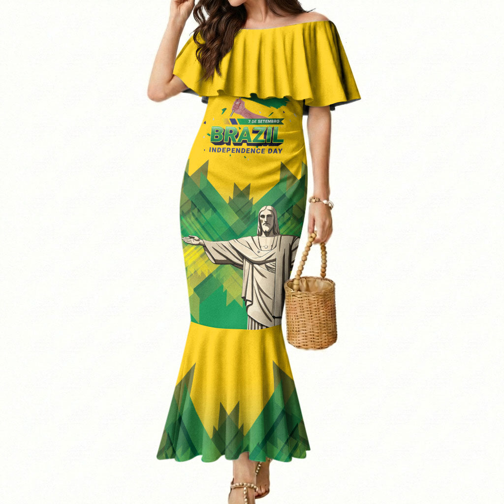 Personalized Brazil Christ The Redeemer Mermaid Dress Sete de Setembro
