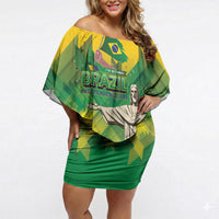 Personalized Brazil Christ The Redeemer Off Shoulder Short Dress Sete de Setembro