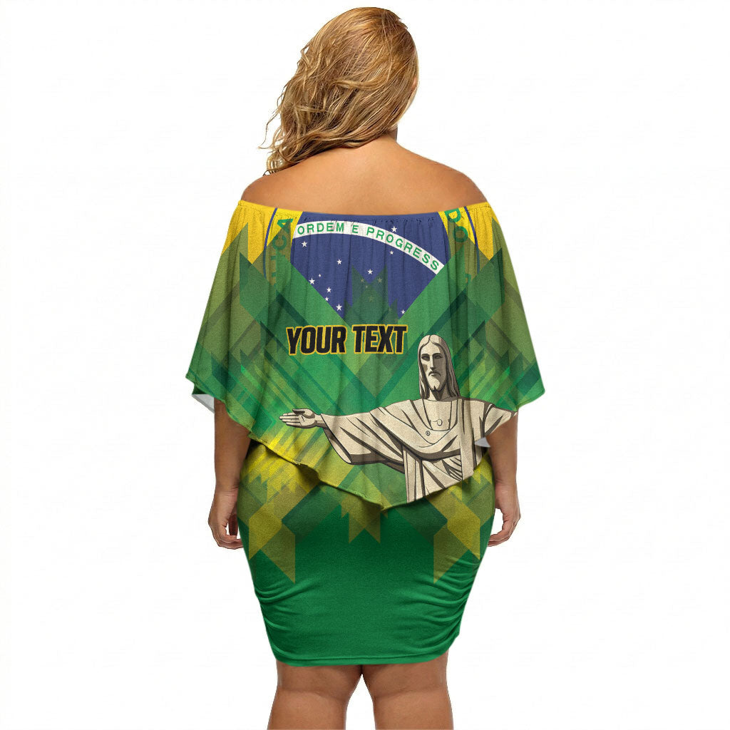 Personalized Brazil Christ The Redeemer Off Shoulder Short Dress Sete de Setembro