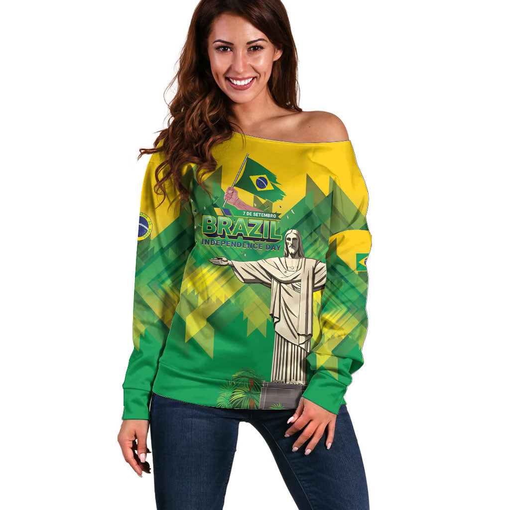 Personalized Brazil Christ The Redeemer Off Shoulder Sweater Sete de Setembro