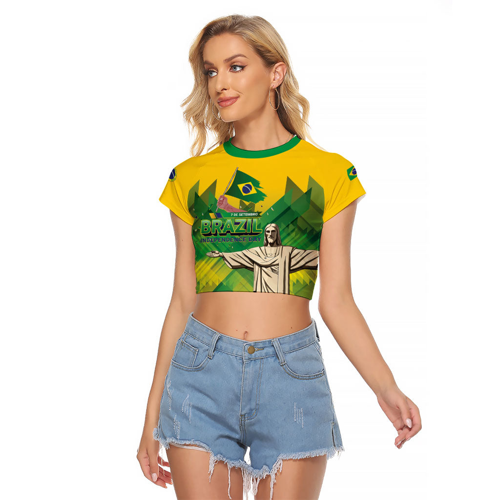 Personalized Brazil Christ The Redeemer Raglan Cropped T Shirt Sete de Setembro