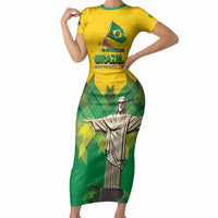 Personalized Brazil Christ The Redeemer Short Sleeve Bodycon Dress Sete de Setembro