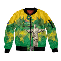 Personalized Brazil Christ The Redeemer Sleeve Zip Bomber Jacket Sete de Setembro