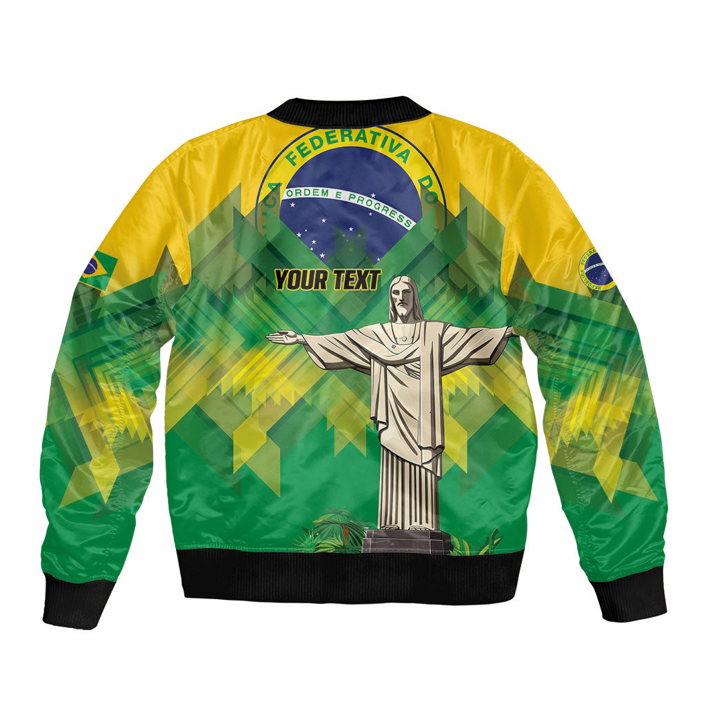Personalized Brazil Christ The Redeemer Sleeve Zip Bomber Jacket Sete de Setembro