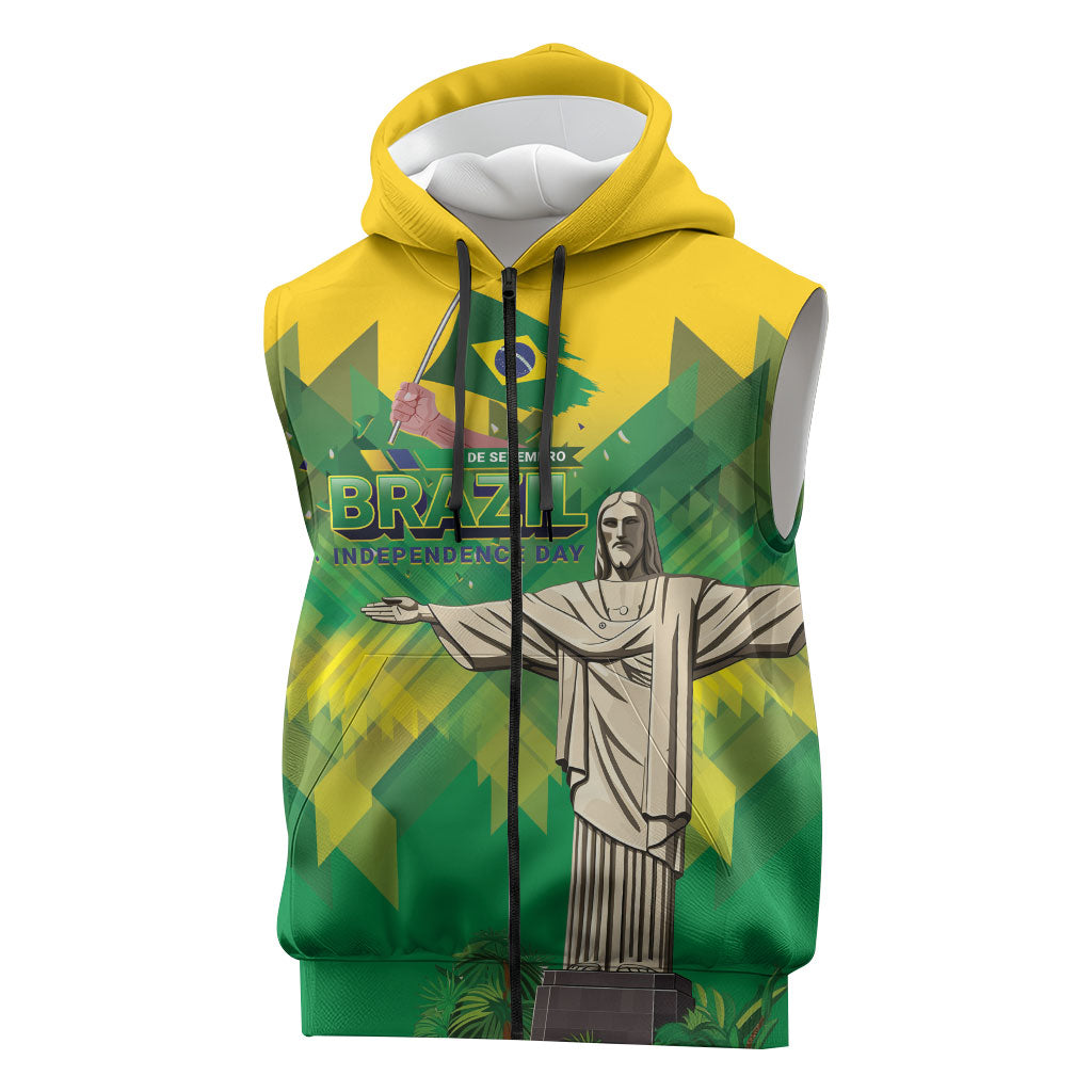 Personalized Brazil Christ The Redeemer Sleeveless Zip Hoodie Sete de Setembro