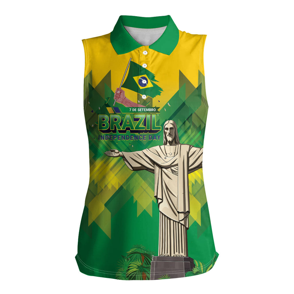 Personalized Brazil Christ The Redeemer Women Sleeveless Polo Shirt Sete de Setembro