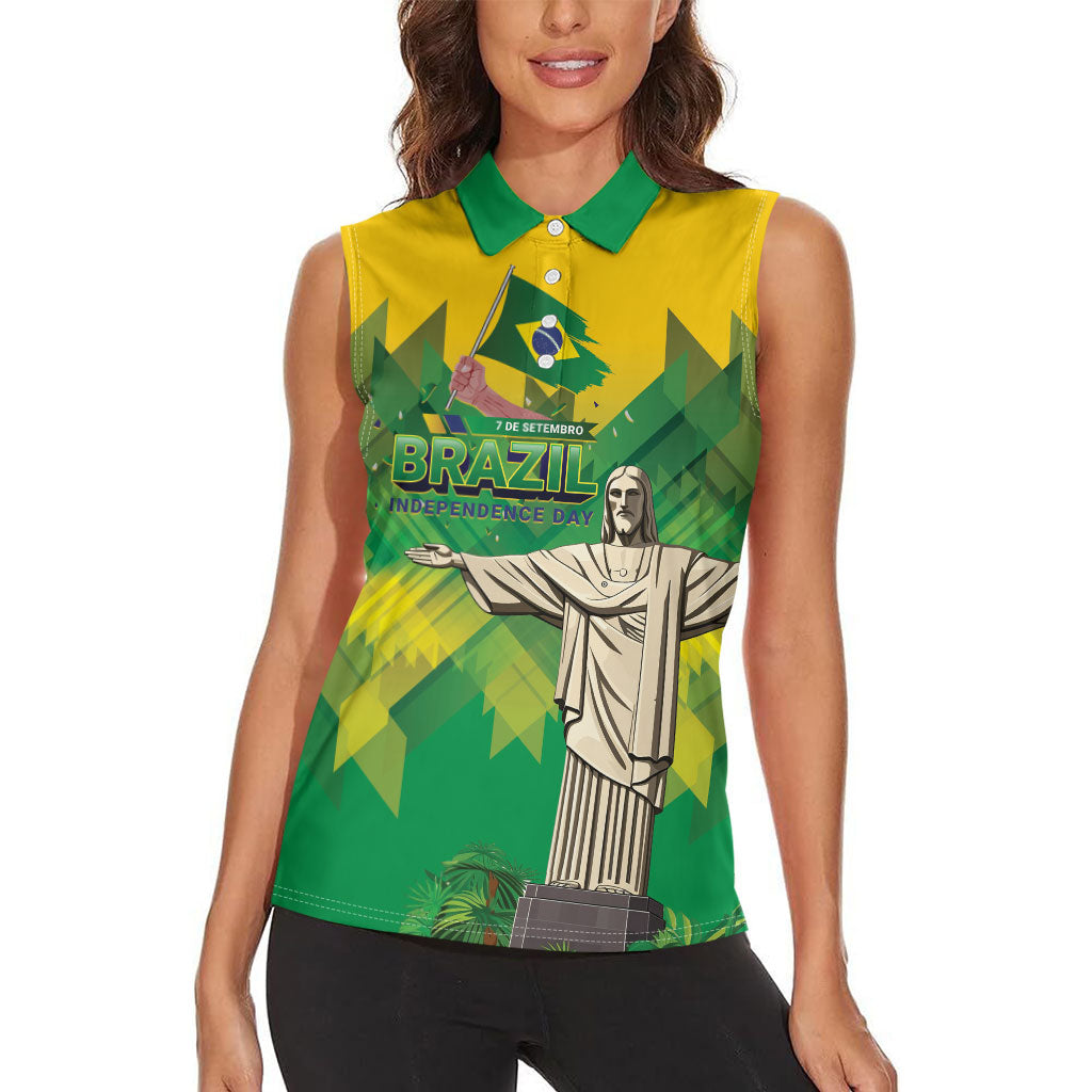 Personalized Brazil Christ The Redeemer Women Sleeveless Polo Shirt Sete de Setembro