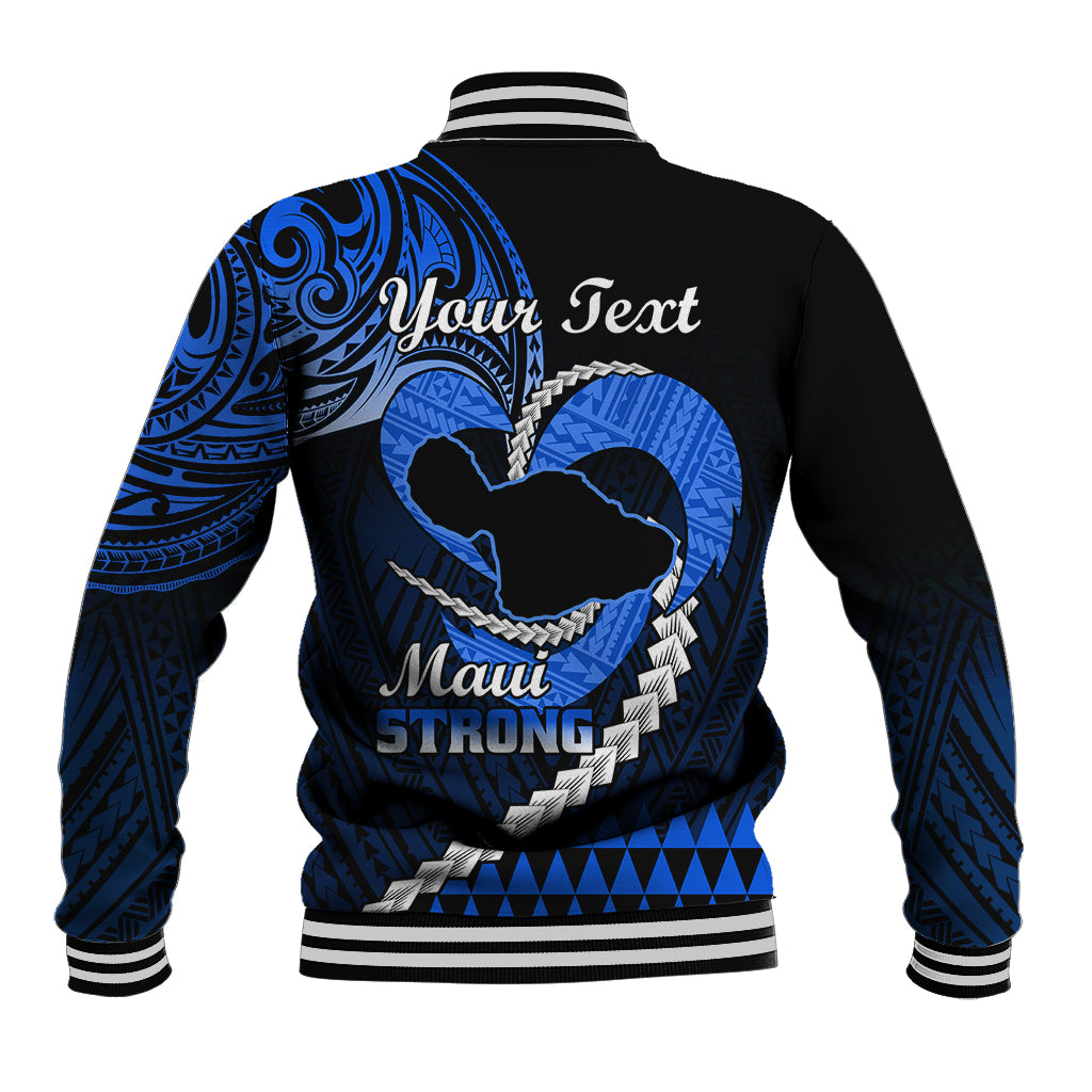 Personalised Hawaii Baseball Jacket Maui Be Strong Kakau Blue Version - Wonder Print Shop