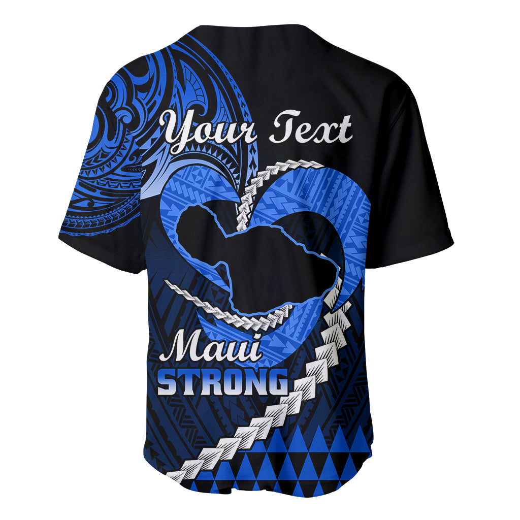 Personalised Hawaii Baseball Jersey Maui Be Strong Kakau Blue Version - Wonder Print Shop