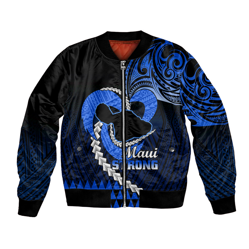Personalised Hawaii Bomber Jacket Maui Be Strong Kakau Blue Version - Wonder Print Shop