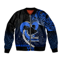 Personalised Hawaii Bomber Jacket Maui Be Strong Kakau Blue Version - Wonder Print Shop