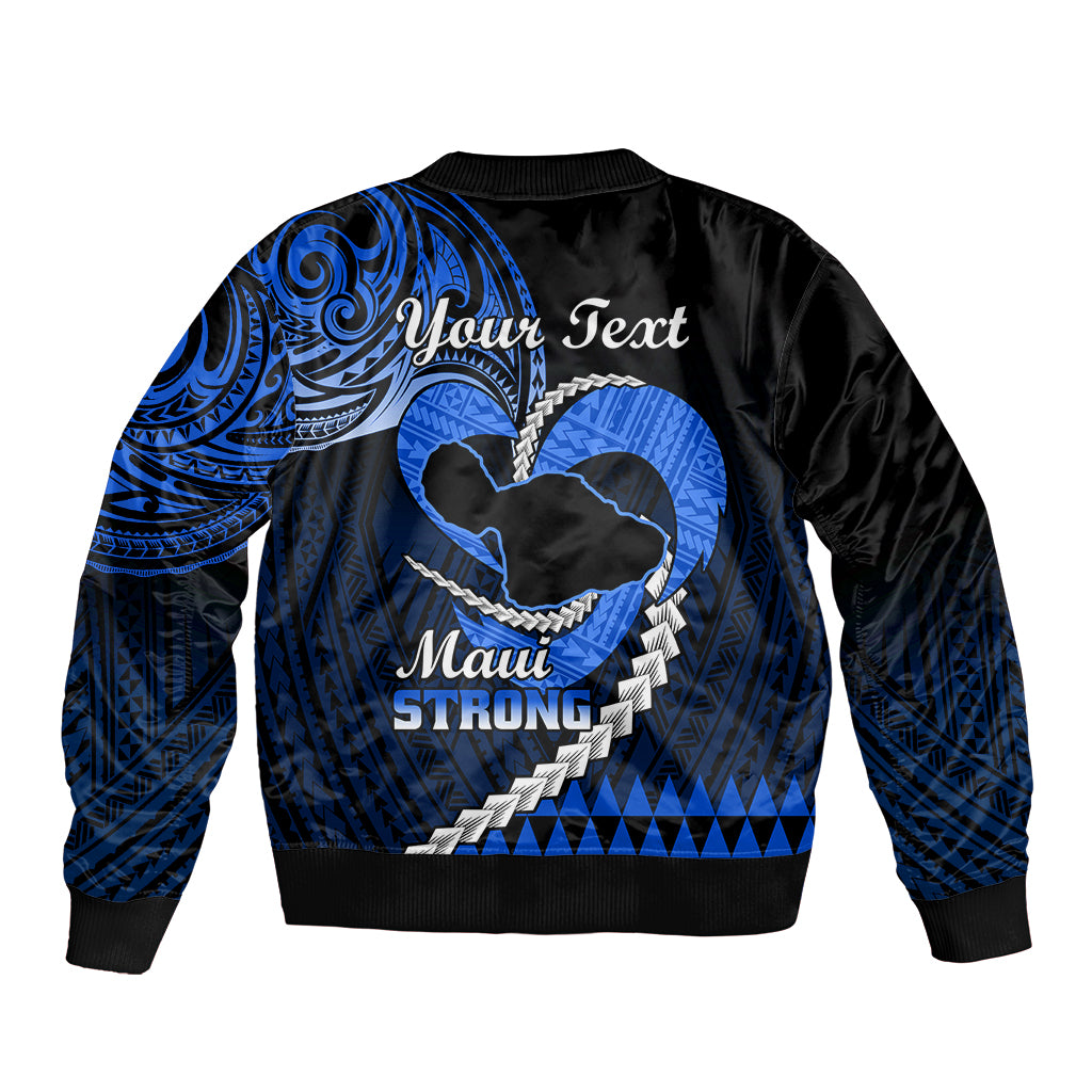 Personalised Hawaii Bomber Jacket Maui Be Strong Kakau Blue Version - Wonder Print Shop