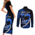 Personalised Hawaii Couples Matching Short Sleeve Bodycon Dress and Long Sleeve Button Shirts Maui Be Strong Kakau Blue Version - Wonder Print Shop