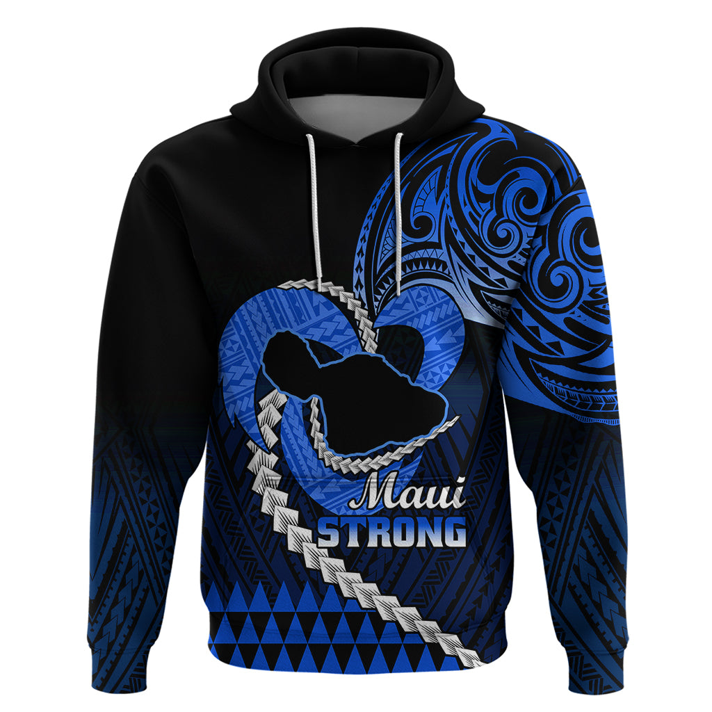 Personalised Hawaii Hoodie Maui Be Strong Kakau Blue Version - Wonder Print Shop