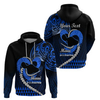 Personalised Hawaii Hoodie Maui Be Strong Kakau Blue Version - Wonder Print Shop