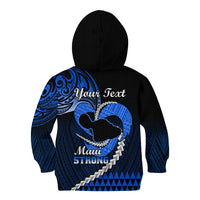 Personalised Hawaii Kid Hoodie Maui Be Strong Kakau Blue Version - Wonder Print Shop