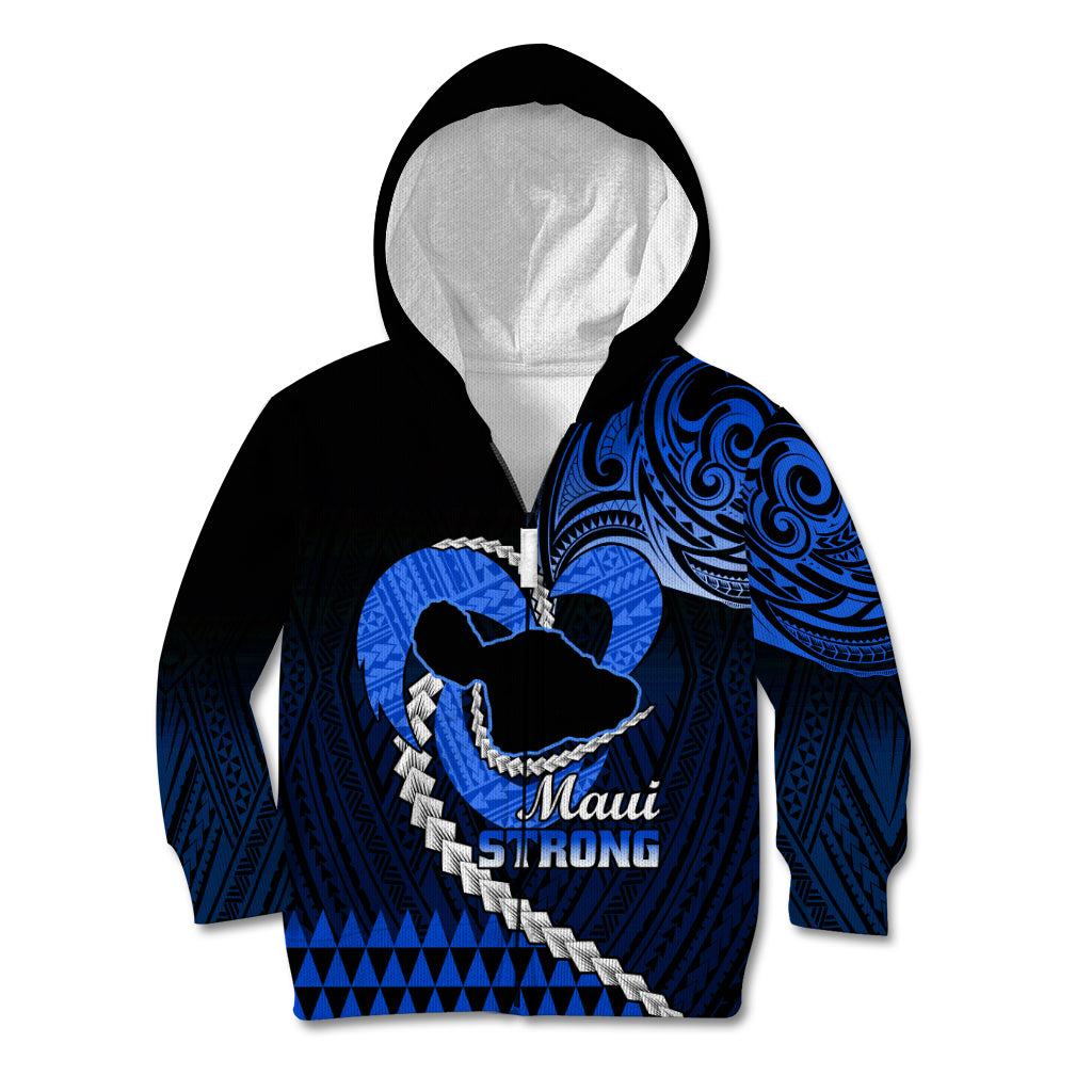 Personalised Hawaii Kid Hoodie Maui Be Strong Kakau Blue Version - Wonder Print Shop