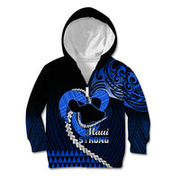 Personalised Hawaii Kid Hoodie Maui Be Strong Kakau Blue Version - Wonder Print Shop
