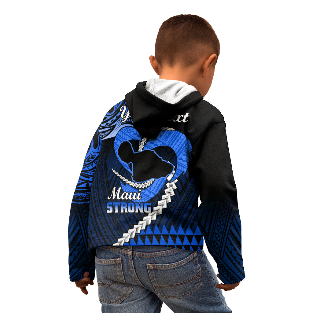 Personalised Hawaii Kid Hoodie Maui Be Strong Kakau Blue Version - Wonder Print Shop