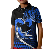 Personalised Hawaii Kid Polo Shirt Maui Be Strong Kakau Blue Version - Wonder Print Shop