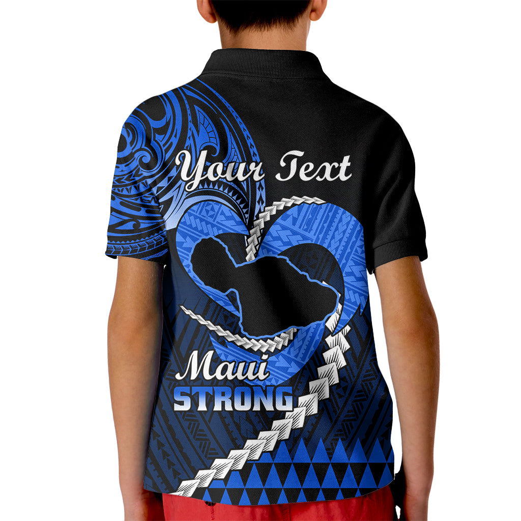 Personalised Hawaii Kid Polo Shirt Maui Be Strong Kakau Blue Version - Wonder Print Shop
