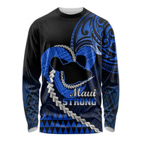 Personalised Hawaii Long Sleeve Shirt Maui Be Strong Kakau Blue Version LT01