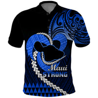 Personalised Hawaii Polo Shirt Maui Be Strong Kakau Blue Version - Wonder Print Shop