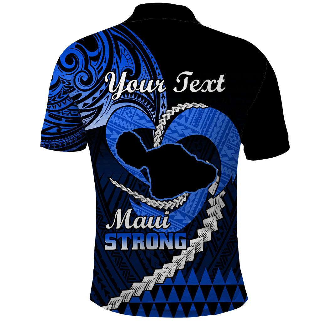 Personalised Hawaii Polo Shirt Maui Be Strong Kakau Blue Version - Wonder Print Shop