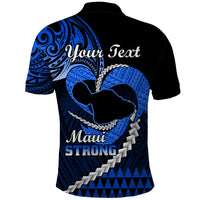 Personalised Hawaii Polo Shirt Maui Be Strong Kakau Blue Version - Wonder Print Shop