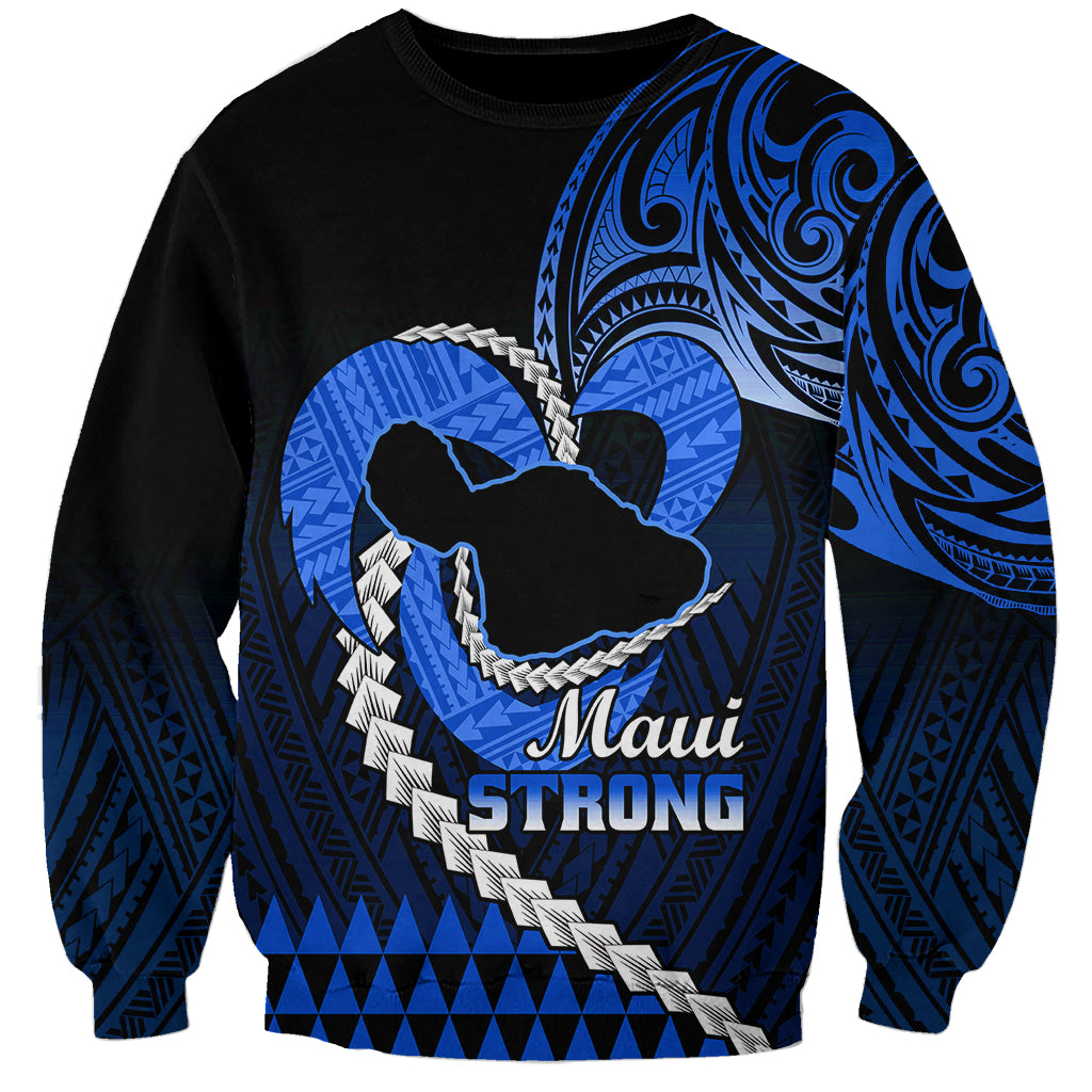 Personalised Hawaii Sweatshirt Maui Be Strong Kakau Blue Version - Wonder Print Shop