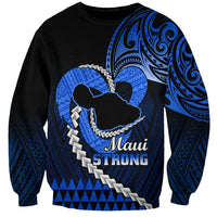 Personalised Hawaii Sweatshirt Maui Be Strong Kakau Blue Version - Wonder Print Shop