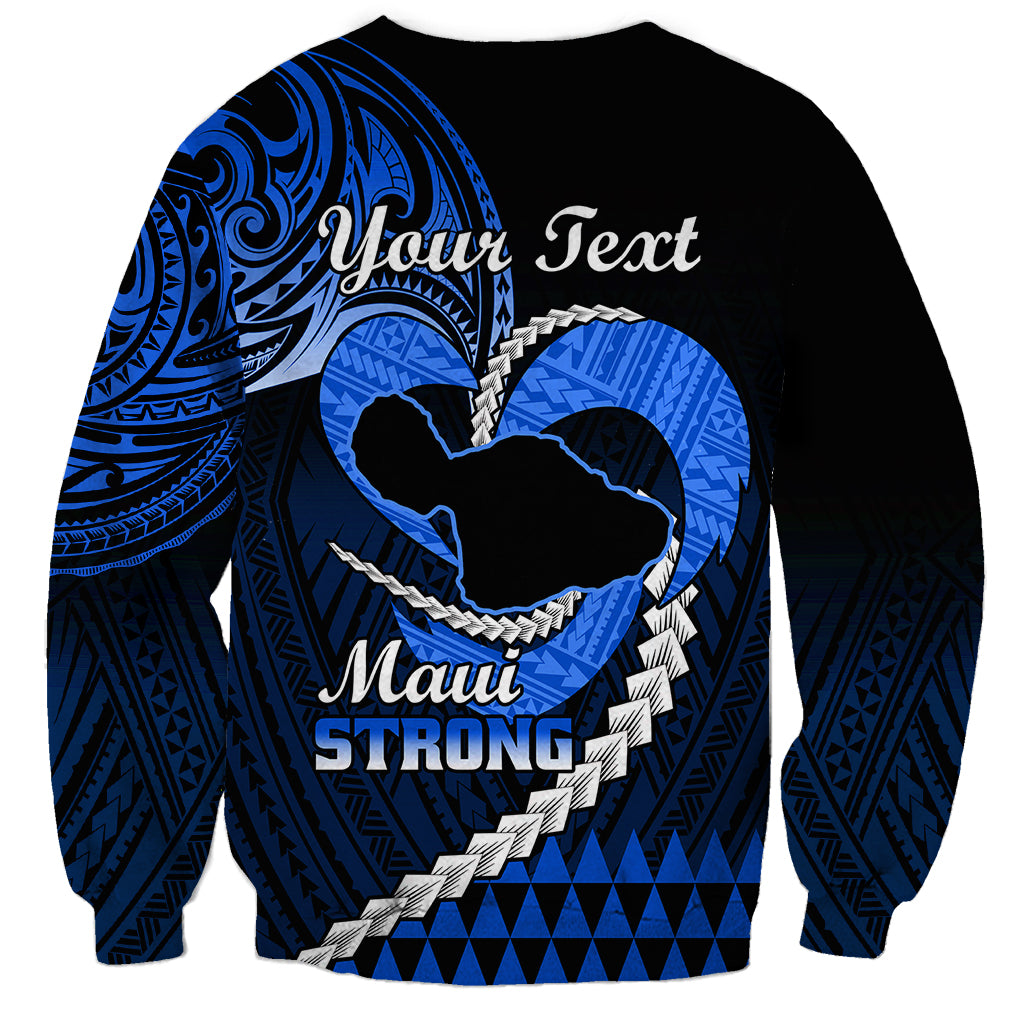 Personalised Hawaii Sweatshirt Maui Be Strong Kakau Blue Version - Wonder Print Shop
