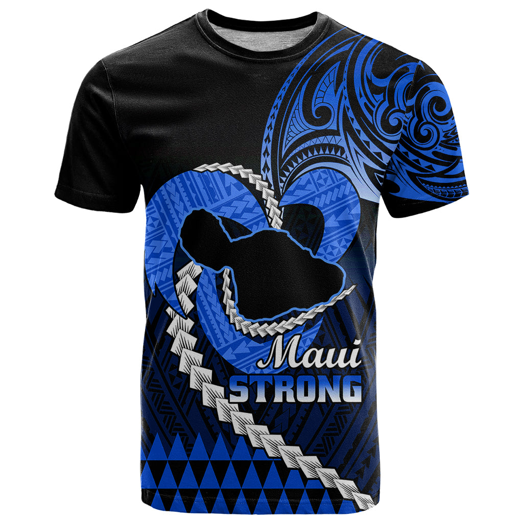 Personalised Hawaii T Shirt Maui Be Strong Kakau Blue Version - Wonder Print Shop